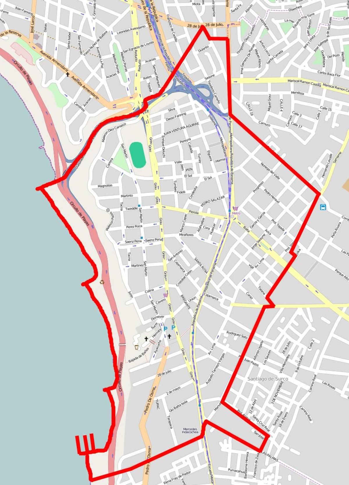 Kaart barranco Lima