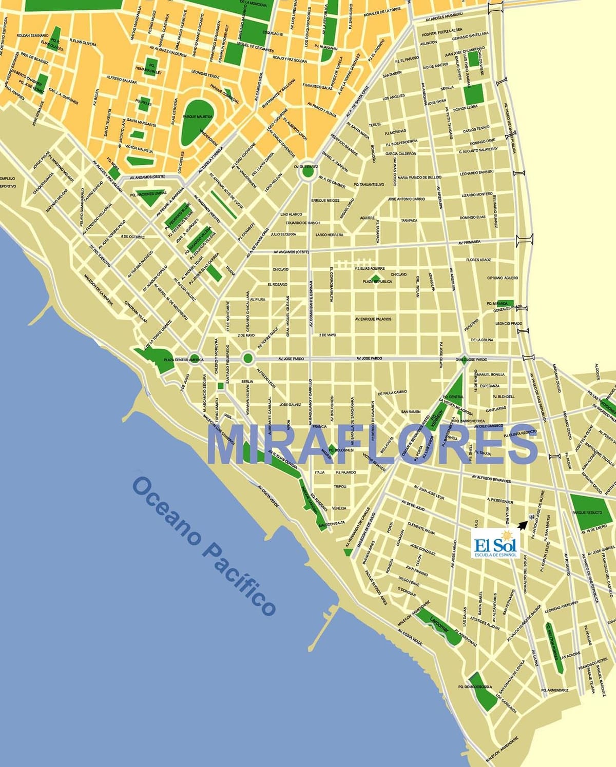 kaart miraflores Lima, peruu