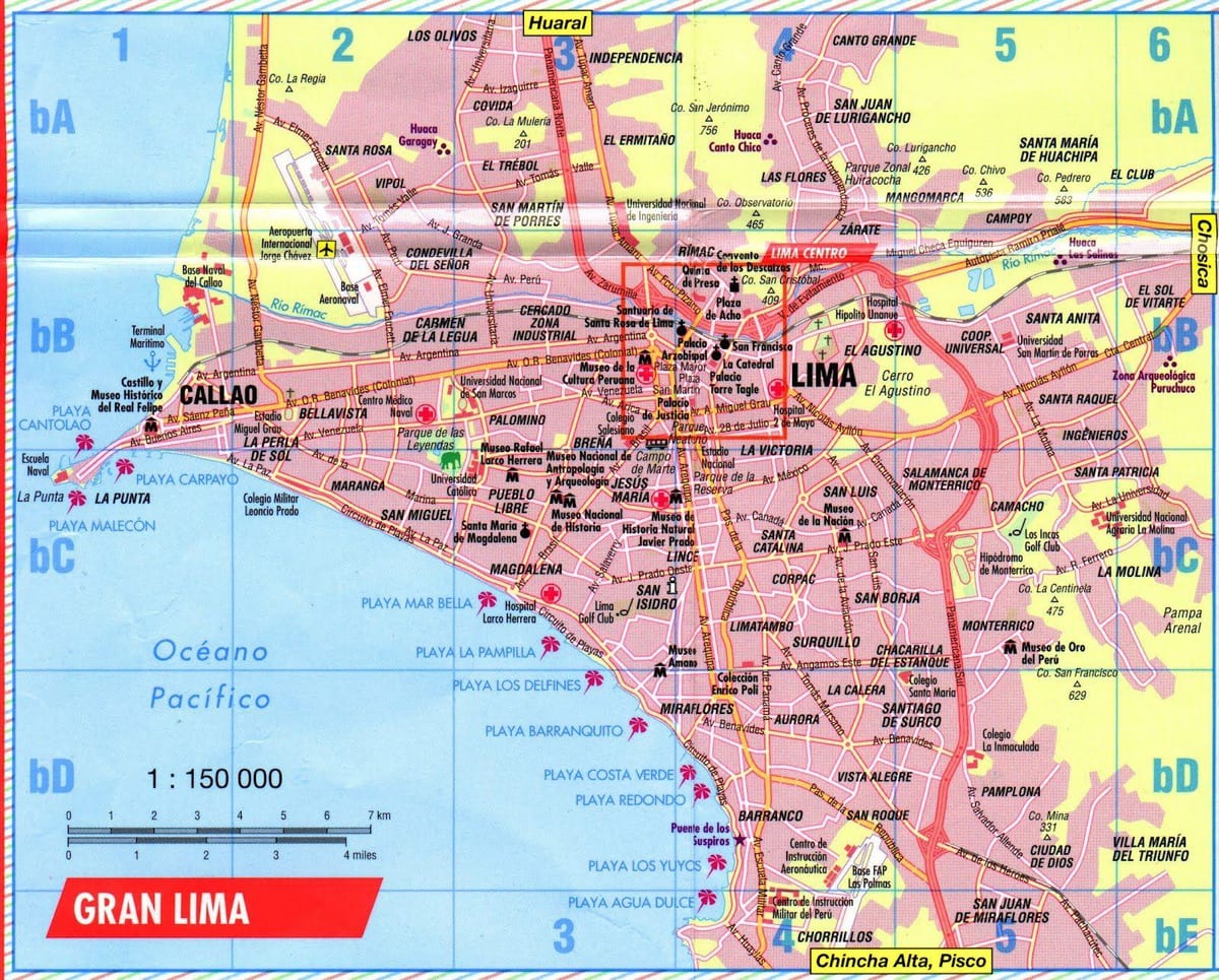 Kaart Lima hop on hop off bussi