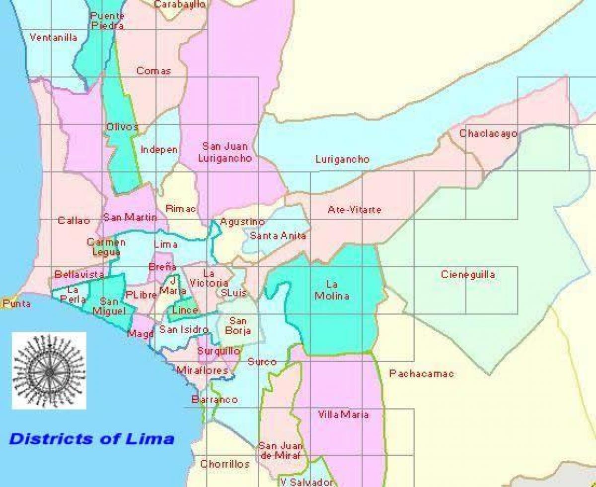 kaart Lima, peruu linnaosades