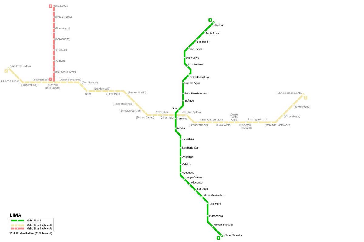 Kaart Lima metroo 